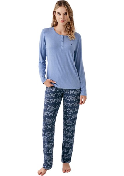 Kadın Indigo Pijama Takımı 3401
