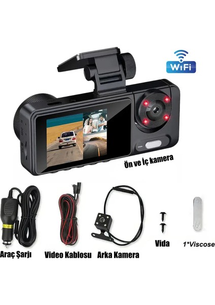 Wifi Özellikli 1080P Full Hd 1296P Araç Kamerası Araç Içi Kamera Video ve Fotoğraf Kaydedici