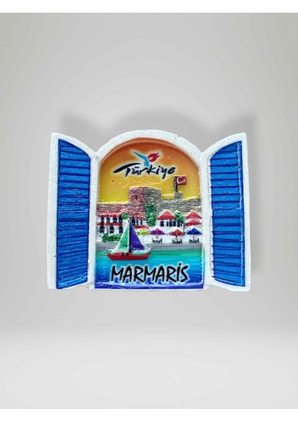 Marmaris Temalı Polyester Magnet Buzdolabı Süsü