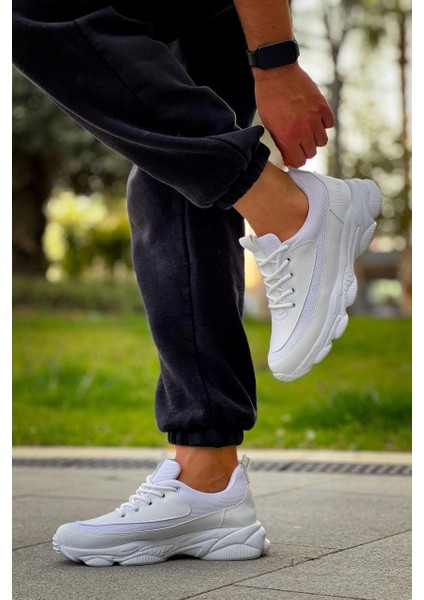ZR-707 Yüksek Taban Bağcıklı Günlük Erkek Sneaker Beyaz fiyatları