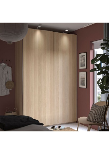 Pax Sürgü Kapaklı Gardırop, Ağartılmış Meşe Görünümlü, 150X66X236 cm fiyatları