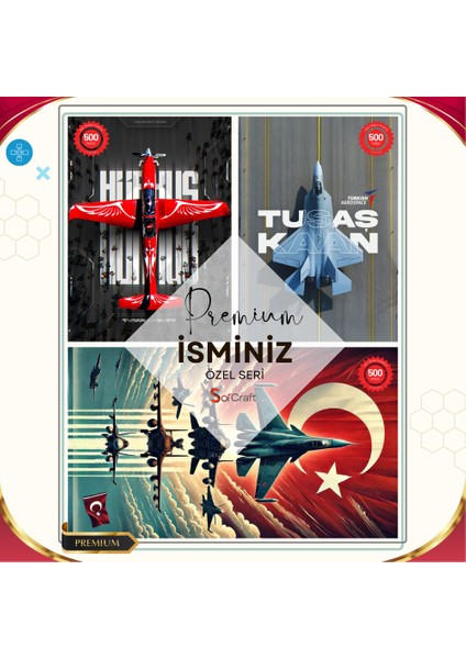 3 Lü 500 Parça Puzzle Milli Kanatlar Kişiye Özel