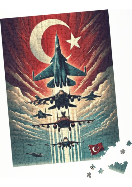 3 Lü 500 Parça Puzzle Milli Kanatlar Kişiye Özel modelleri