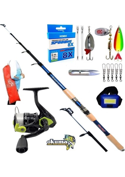 Okuma Fın Chaser 4000 210CM 50-100GR Piranha Ultimate Turna Spin Olta Takımı Seti