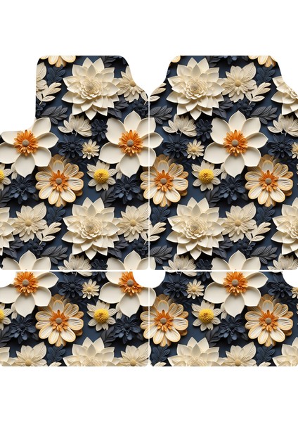 Çiçek Desenli Araba Paspası – 4’lü Set