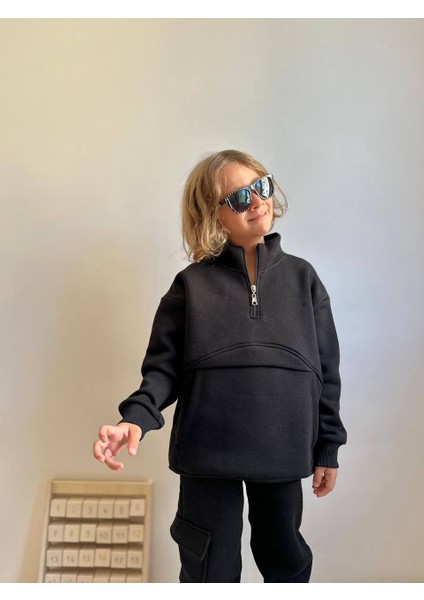 Erkek Çocuk Kanguru Cepli Sweatshirtli Kışlık Takım
