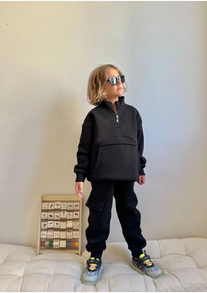 Erkek Çocuk Kanguru Cepli Sweatshirtli Kışlık Takım modelleri