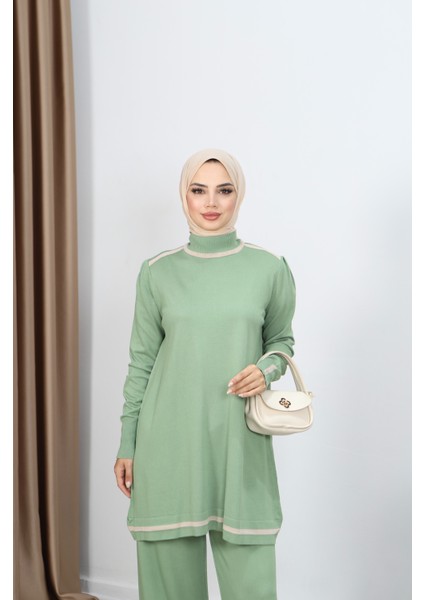 Çift Renkli Merserize Pantolonlu Takım modelleri