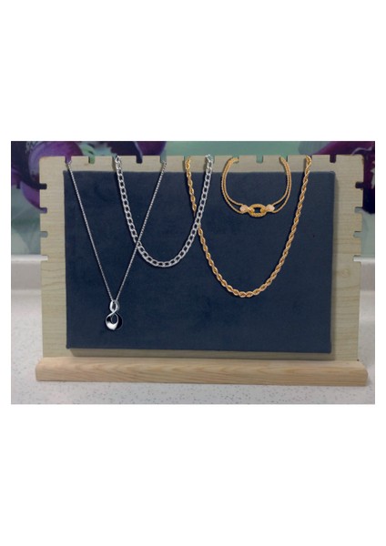 Ahşap Takı Teşhir Standı Çoklu Kolye Vitrin Sergileme Standı Büyük Boy