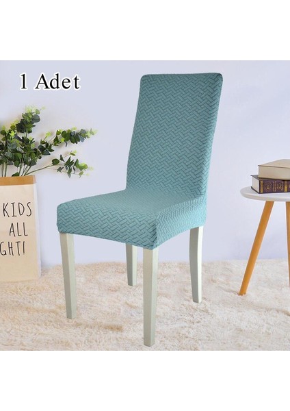Tuğla Desen Likrali Jakarlı Kümaş Sandalye Örtüsü, Lastikli, Esnekli Sandalye Kılıfı 1 Adet