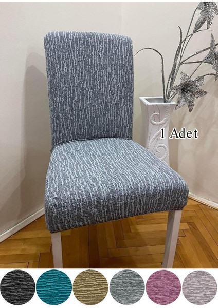 Jakarli Sandalye Örtüsü Çubuk Desen Yüksek Esnekli Sandalye Kılıfı (1 Adet)