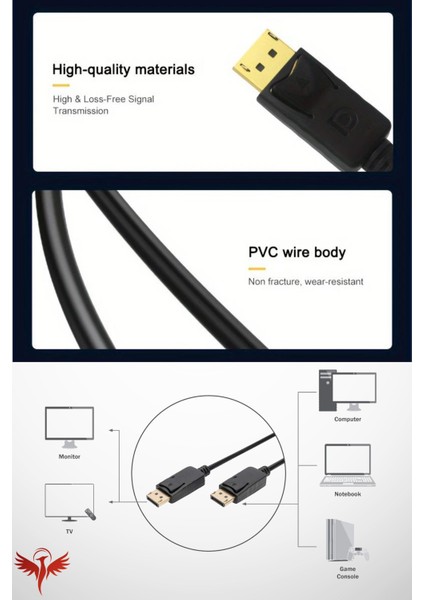 1.8 Metre Displayport Kablo (Dp To Dp) 60Hz,1440p,2k Monitör-Pc Görüntü Kablosu Premium 1.8mt fırsatları