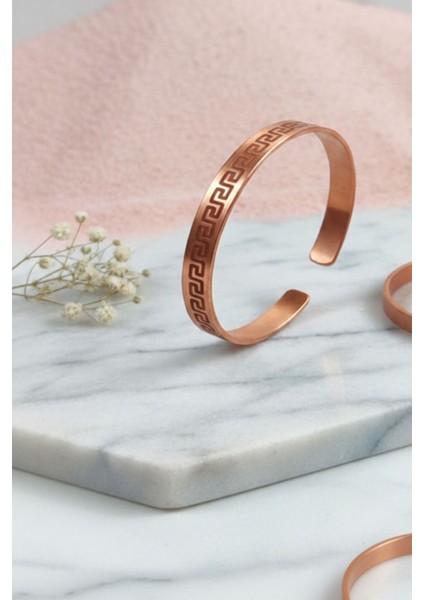 Sertifikalı Desenli Saf Bakır Bileklik