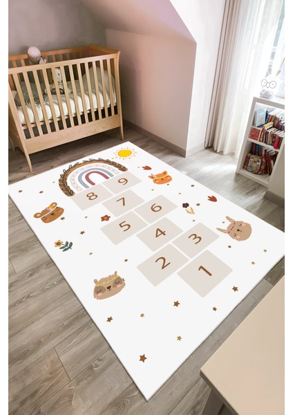 Hayvan Desenli Sek Sek Temalı Yıkanabilir Çocuk Odası Halısı fırsatları