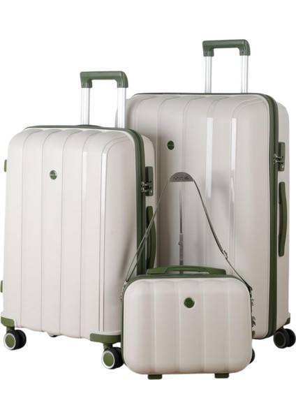 Polipropilen 3'lü Valiz Seti Büyük & Orta & Makyaj V305