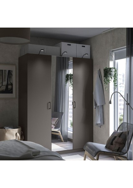 Pax Gardırop, Koyu Gri-Aynalı Cam, 150X60X201 cm fiyatları