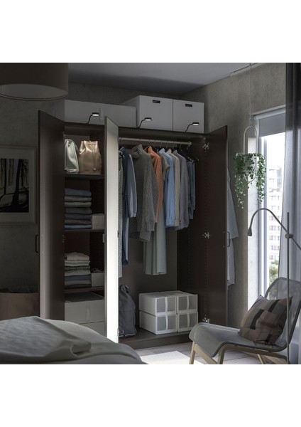 Pax Gardırop, Koyu Gri-Aynalı Cam, 150X60X201 cm modelleri
