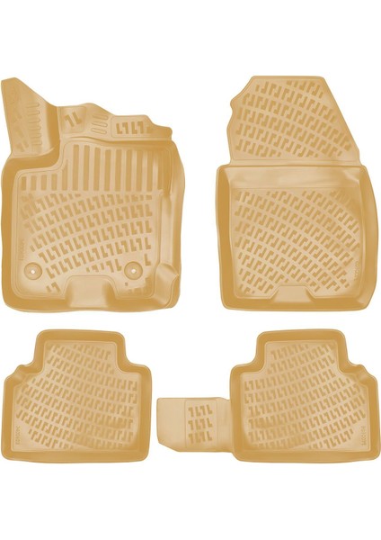 Rizline Ford Courier 2014-2023 Ile Uyumlu 3D Havuzlu Paspas Bej