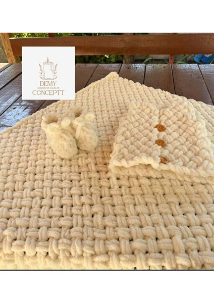 Puffy Bebek Battaniye Yelek Seti 3 Lü