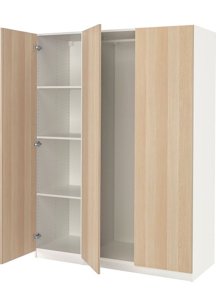 Pax Gardırop, Beyaz-Ağartılmış Meşe Görünümlü, 150X60X201 cm
