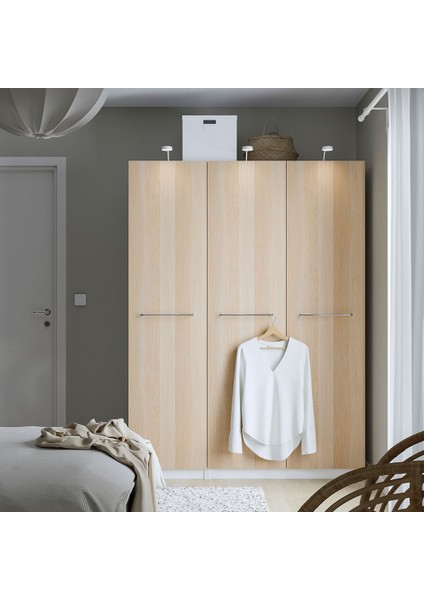 Pax Gardırop, Beyaz-Ağartılmış Meşe Görünümlü, 150X60X201 cm fiyatları