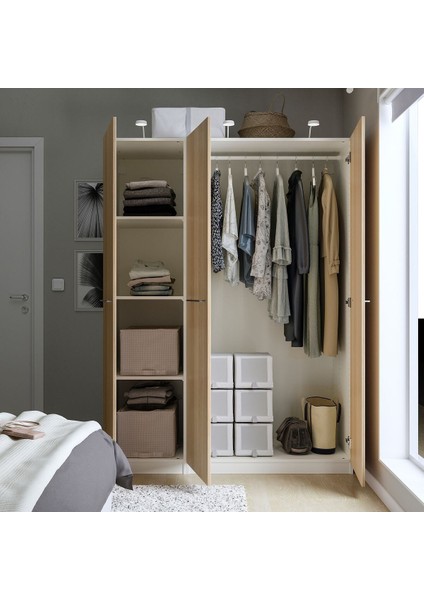 Pax Gardırop, Beyaz-Ağartılmış Meşe Görünümlü, 150X60X201 cm modelleri