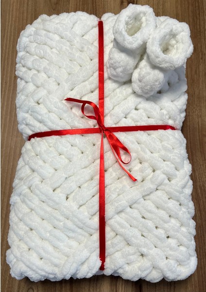 Puffy El Örgüsü Battaniye Beyaz Renk 100X100 fırsatları