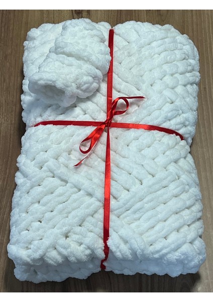 Puffy El Örgüsü Battaniye Beyaz Renk 100X100 indirimleri
