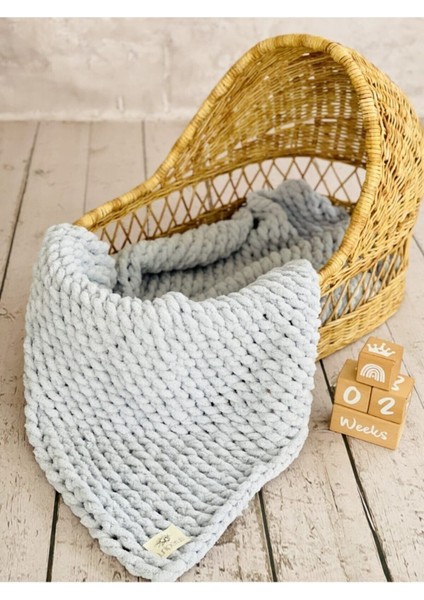 Puffy El Örgüsü Çok Amaçlı Wellsoft Bebek Battaniye Grı