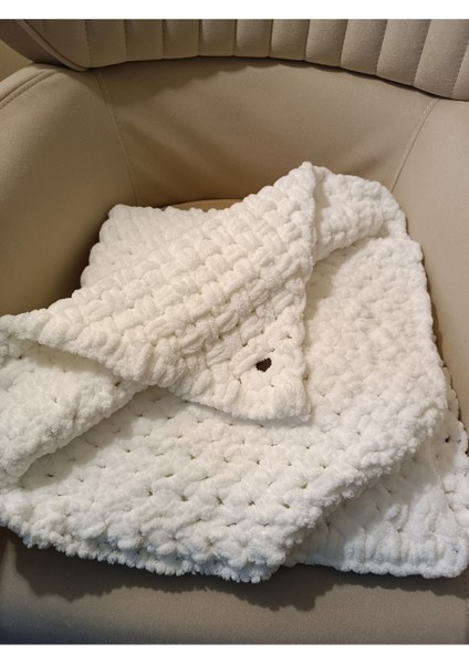 Yumuşacık El Örgüsü %100 Organik Antialerjenik Bebek Battaniye 80X80