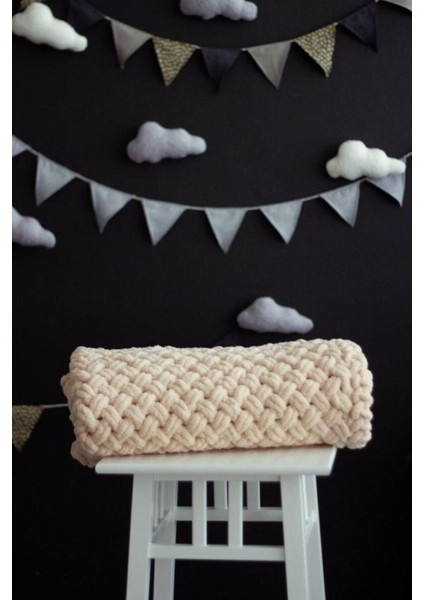 Alize Yumuşacık Örgü Bebek Battaniyesi-Krem