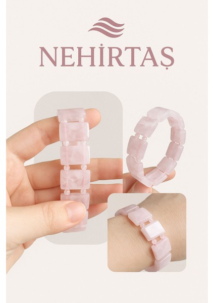 Sertifikalı Özel Kesim Pembe Kuvars Bileklik