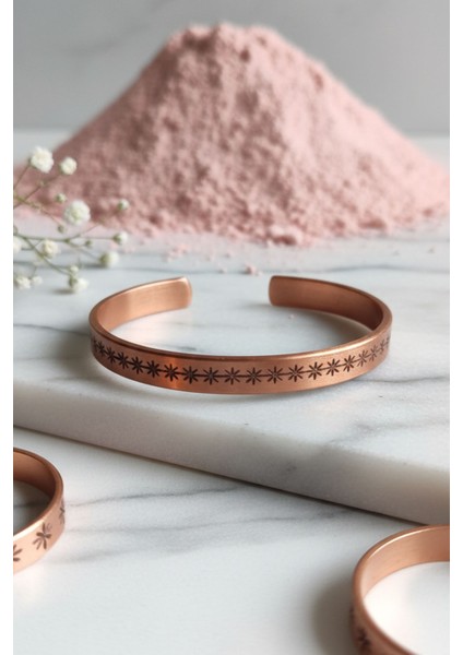 Sertifikalı Kar Tanesi Desenli Saf Bakır Bileklik