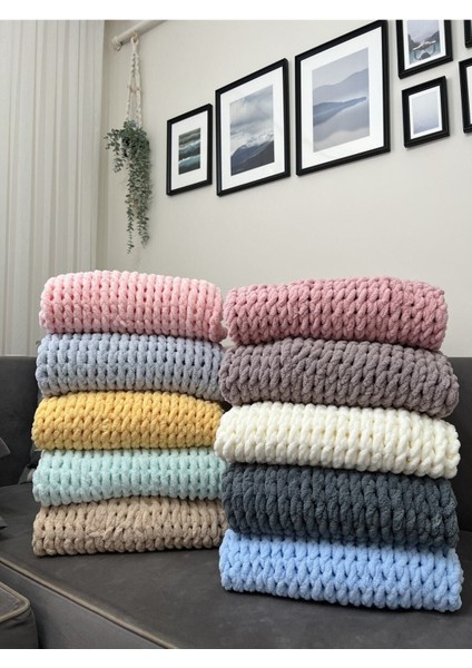 Alize Puffy El Örgüsü Bebek Çocuk Battaniyesi Pembe modelleri