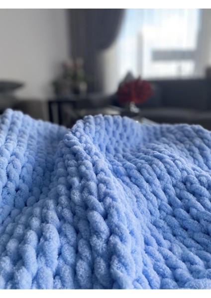 Mavi El Örgüsü Bebek Battaniyesi fırsatları