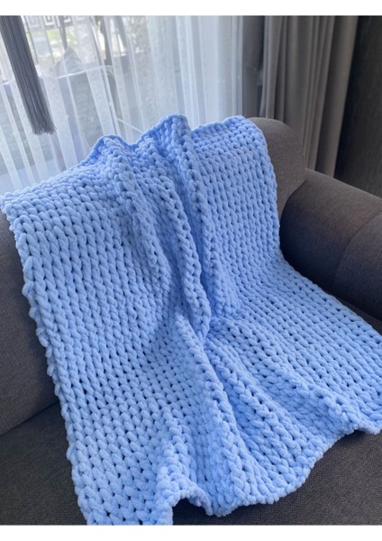 Mavi El Örgüsü Bebek Battaniyesi indirimleri