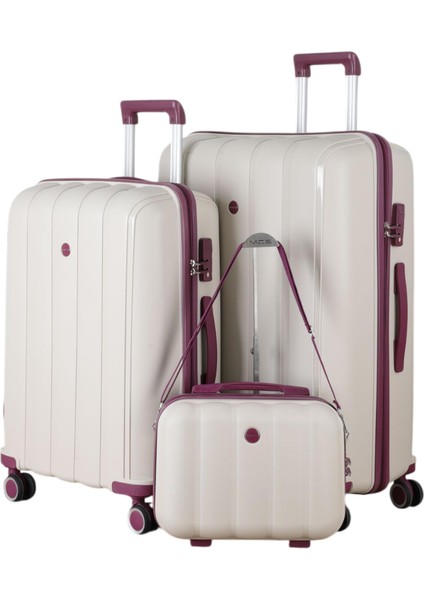 Polipropilen 3'lü Valiz Seti Büyük & Orta & Makyaj V305