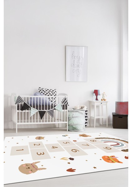 Hayvan Desenli Sek Sek Temalı Yıkanabilir Çocuk Odası Halısı modelleri