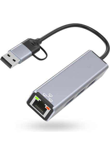 Büro Ev Ofis Cihazları Için Usbc-2hub Ethernet Çoklayıcı