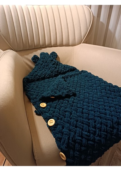 Ayıcıklı Yumuşacık El Örgüsü %100 Organik Antialerjenik Bebek Battaniye/kundak/fortbebe/uyku Tulumu