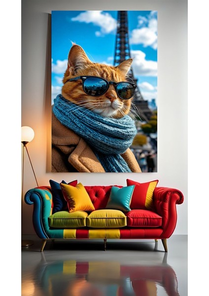 Beyefendi Kedi V2 Ev Duvar Salon Güzellik Salonu Ofis Dükkan Dekarasyon Kanvas Tablo