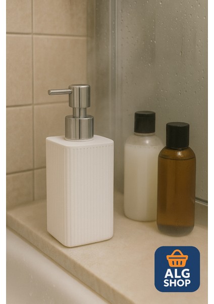 Gümüş Başlıklı Şık ve Dayanıklı Beyaz Banyo Lavabo Sabunluk Dispenseri 12×6,5 cm indirimleri