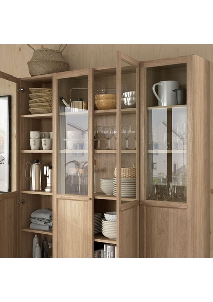 Cam/panel Kapaklı Kitaplık, Meşe Görünümlü, 160X202 cm modelleri