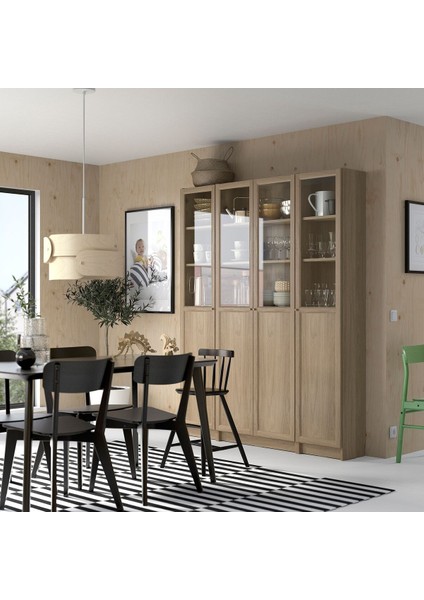 Cam/panel Kapaklı Kitaplık, Meşe Görünümlü, 160X202 cm fırsatları