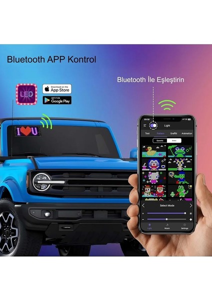 Matrix Kayan Yazı Emoji LED Ekran Programlanabilir 17X7CM Tabela Araba Bluetooth App Kontrol USB Ledf indirimleri
