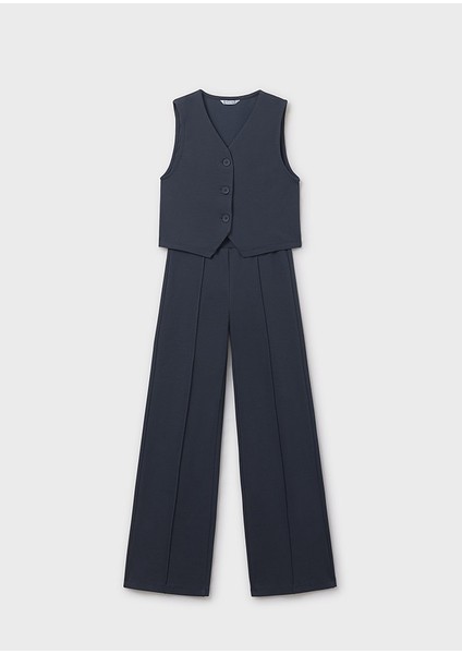 7582-11 Kız Çocuk Lacivert Yelekli Takım