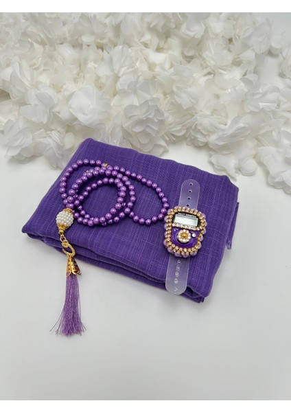 Hediyelik Şeffaf Çantalı Flamlı Örtü, Zikirmatik ve Tesbih Seti ( Hac - Umre - Mevlid - Bohça ) fiyatları