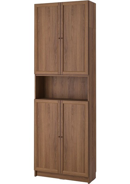 Kapaklı Kitaplık, Kahverengi Ceviz Görünüm, 80X30X237 cm