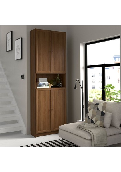 Kapaklı Kitaplık, Kahverengi Ceviz Görünüm, 80X30X237 cm modelleri