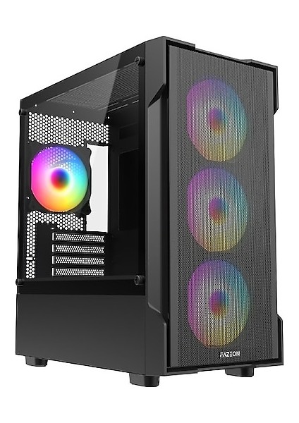 F1 650W 80+ Bronze Mesh 4X120MM Rainbow Fanlı Matx Bilgisayar Kasası